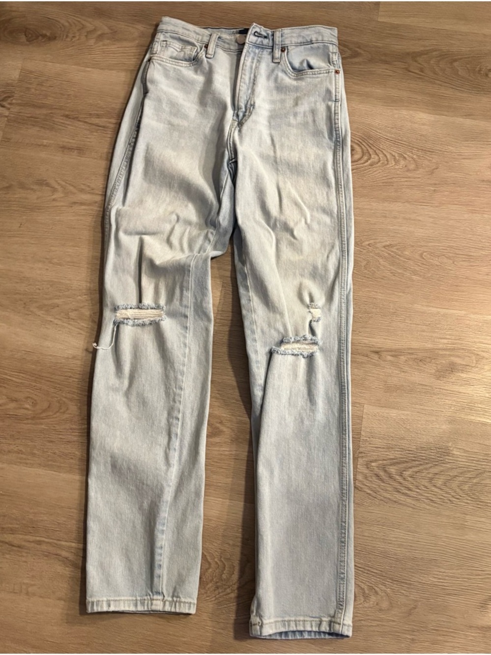 Arizona Jean Company Light Blue Distressed Straight-Leg Jeans